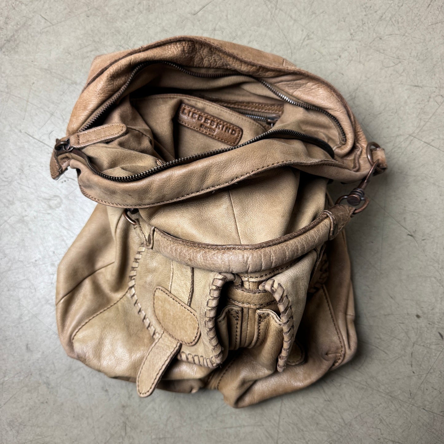 Liebeskind Berlin Faded Leder Tote Bag groß beige braun
