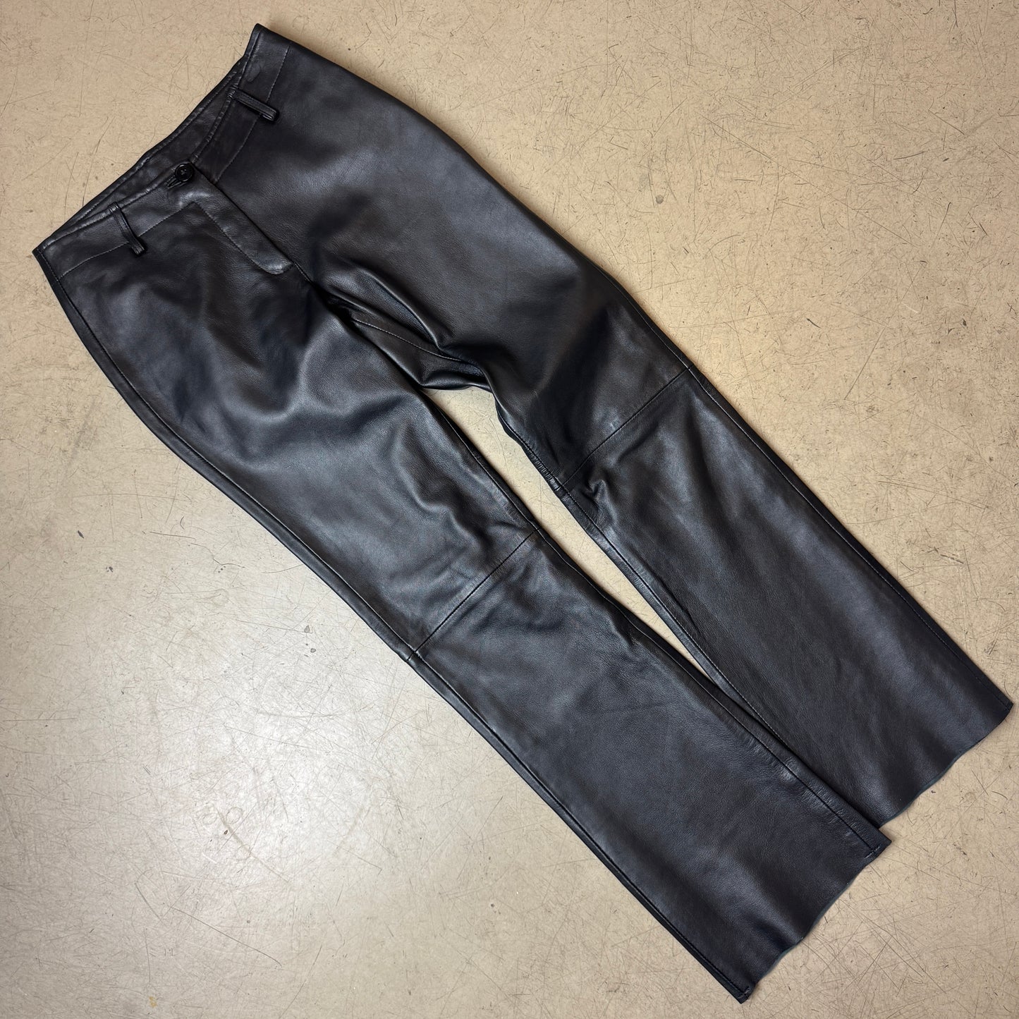 (S) WMN Biker Echtleder Bootcut Pants Schwarz EU 36