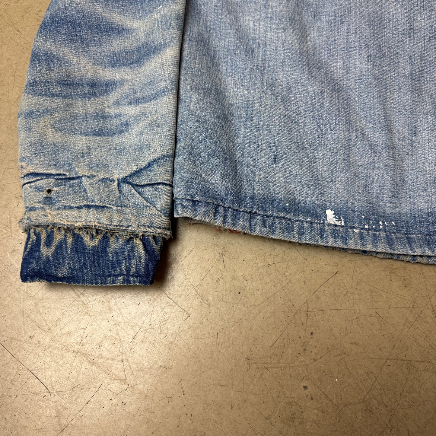(S) Vintage Big Mac Saforized Penneys Jeansjacke Faded Blau Repaired