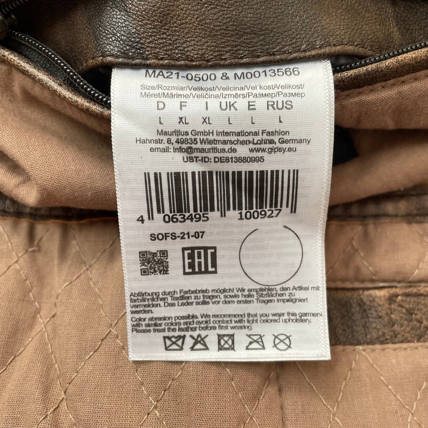 (L) Gipsy Lederjacke Mantel Zweireiher faded braun
