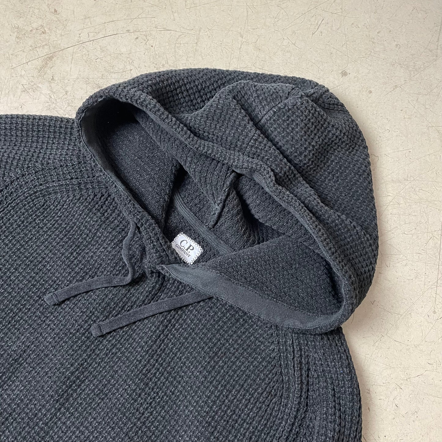 (L) C.P. Company Knit Hoodie Kapuzenpullover schwarz Strick