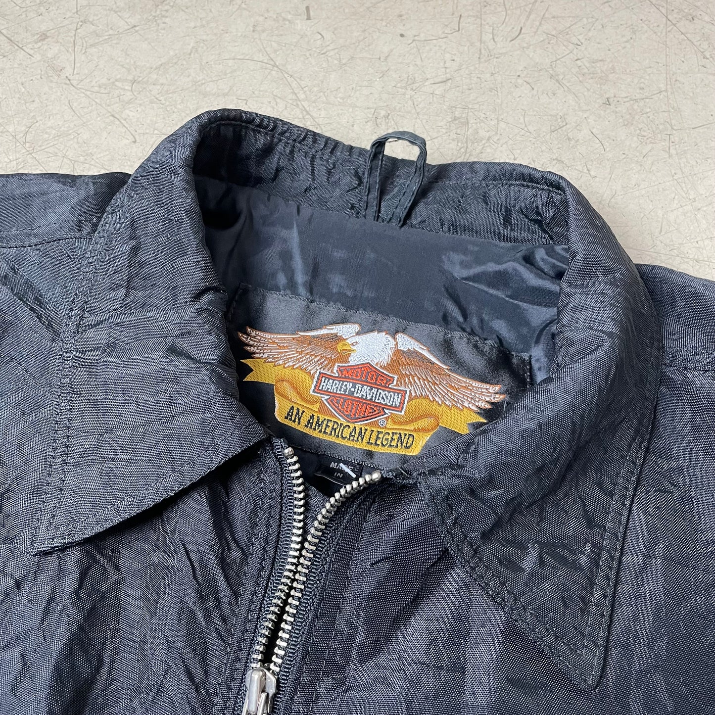 (L) Vintage Harley Davidson Harrington Jacket schwarz
