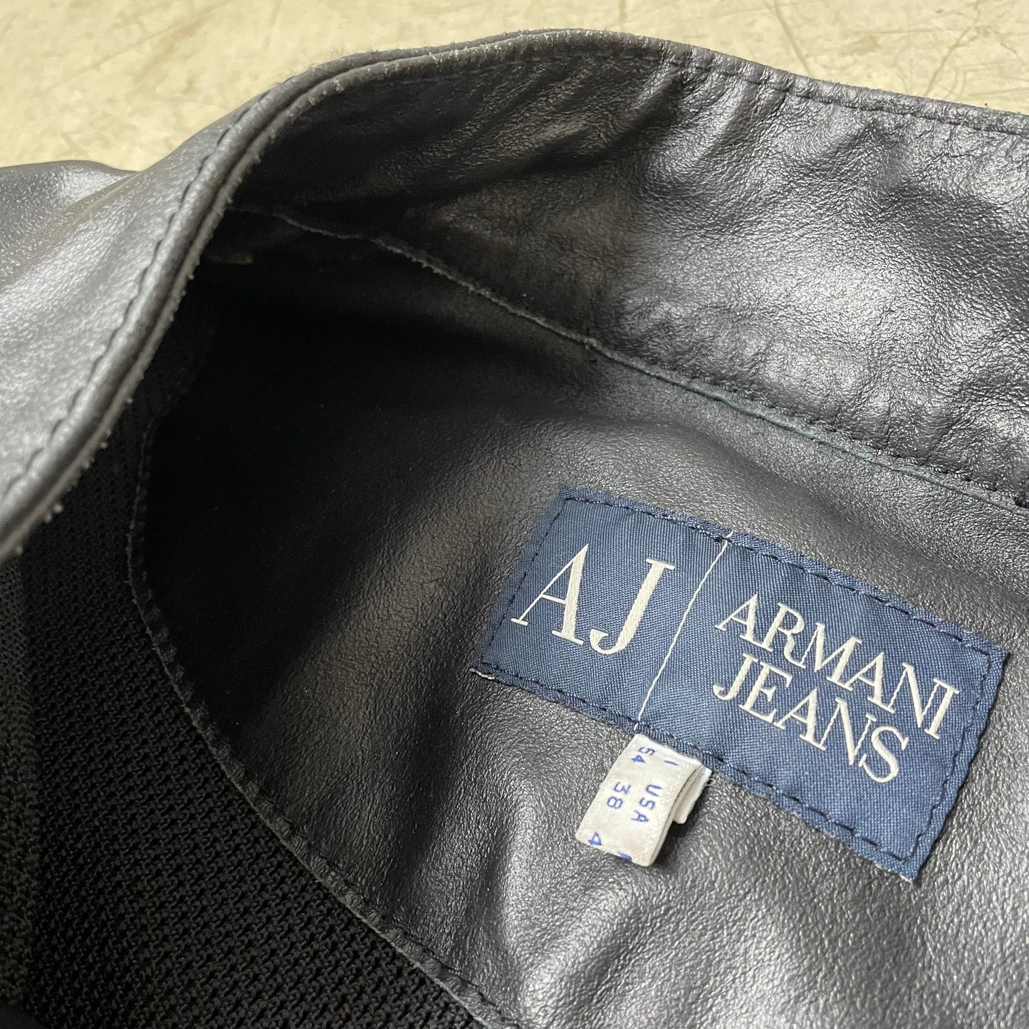 (L) Armani Jeans Biker Racing Lederjacke schwarz
