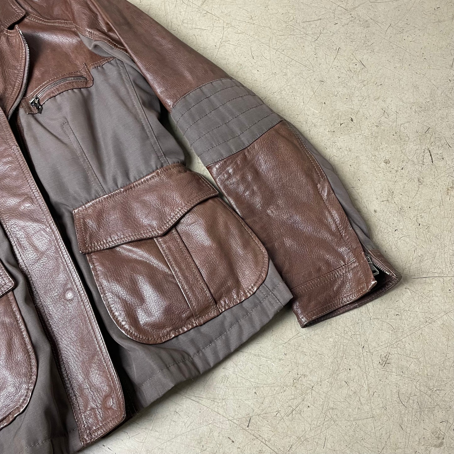 (M-L) Wmn Etro Lederjacke Canvas braun 46