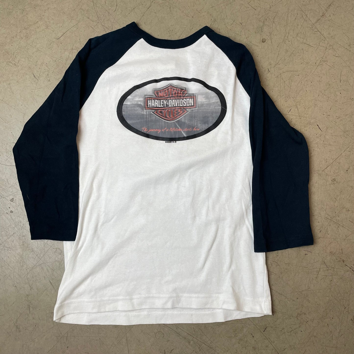 (M) Wmn Harley Davidson Baseball Longsleeve schwarz weiß Clayton County