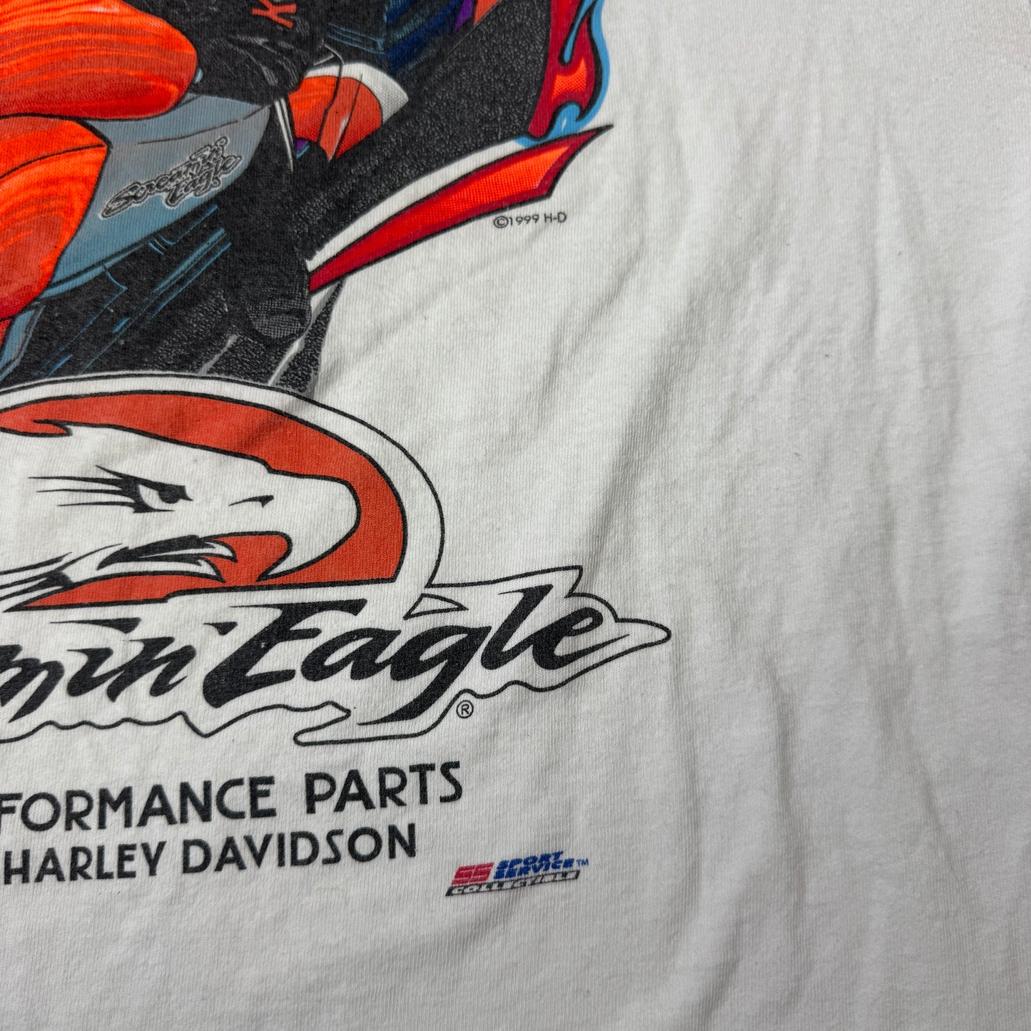 (XXL) 1990s Harley Davidson Racing T-Shirt weiß