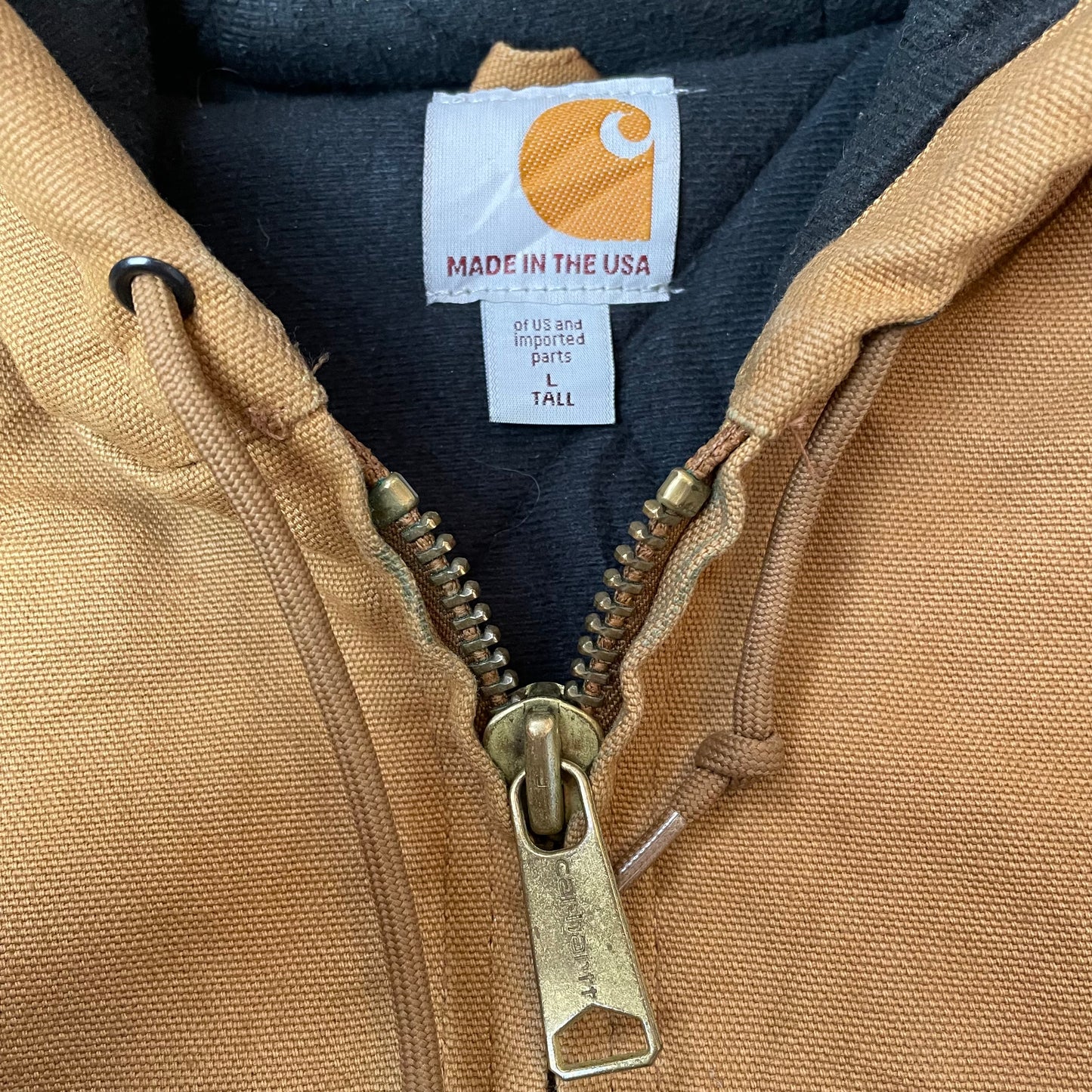 (XL) Carhartt Hooded Active Jacket Braun Made in USA L Tall