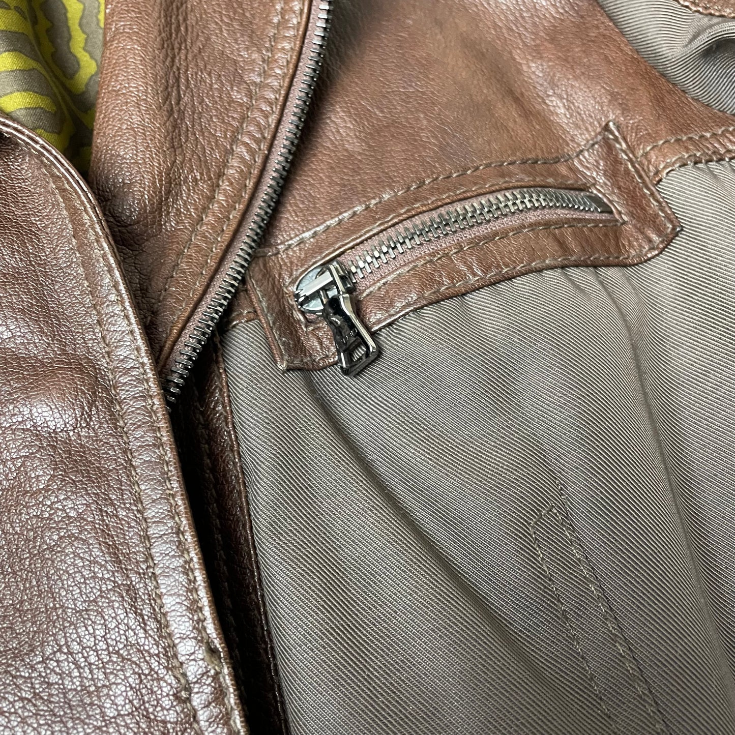 (M-L) Wmn Etro Lederjacke Canvas braun 46