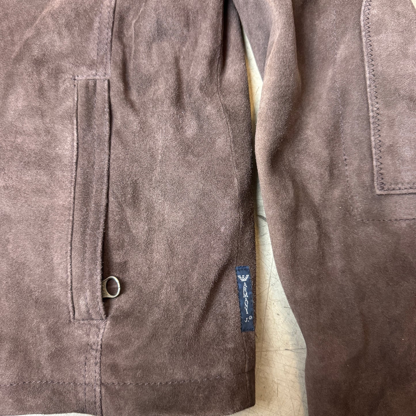 (L) Armani Jeans Wildleder Jacke hüftlang dunkelbraun