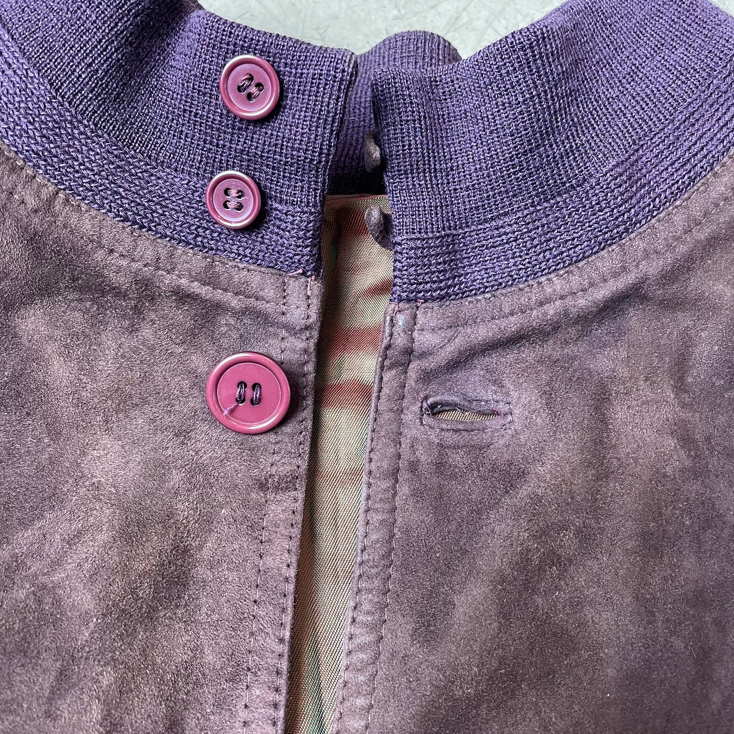 (L) Wildleder Jacke Bomberjacke Faded braun lila 54