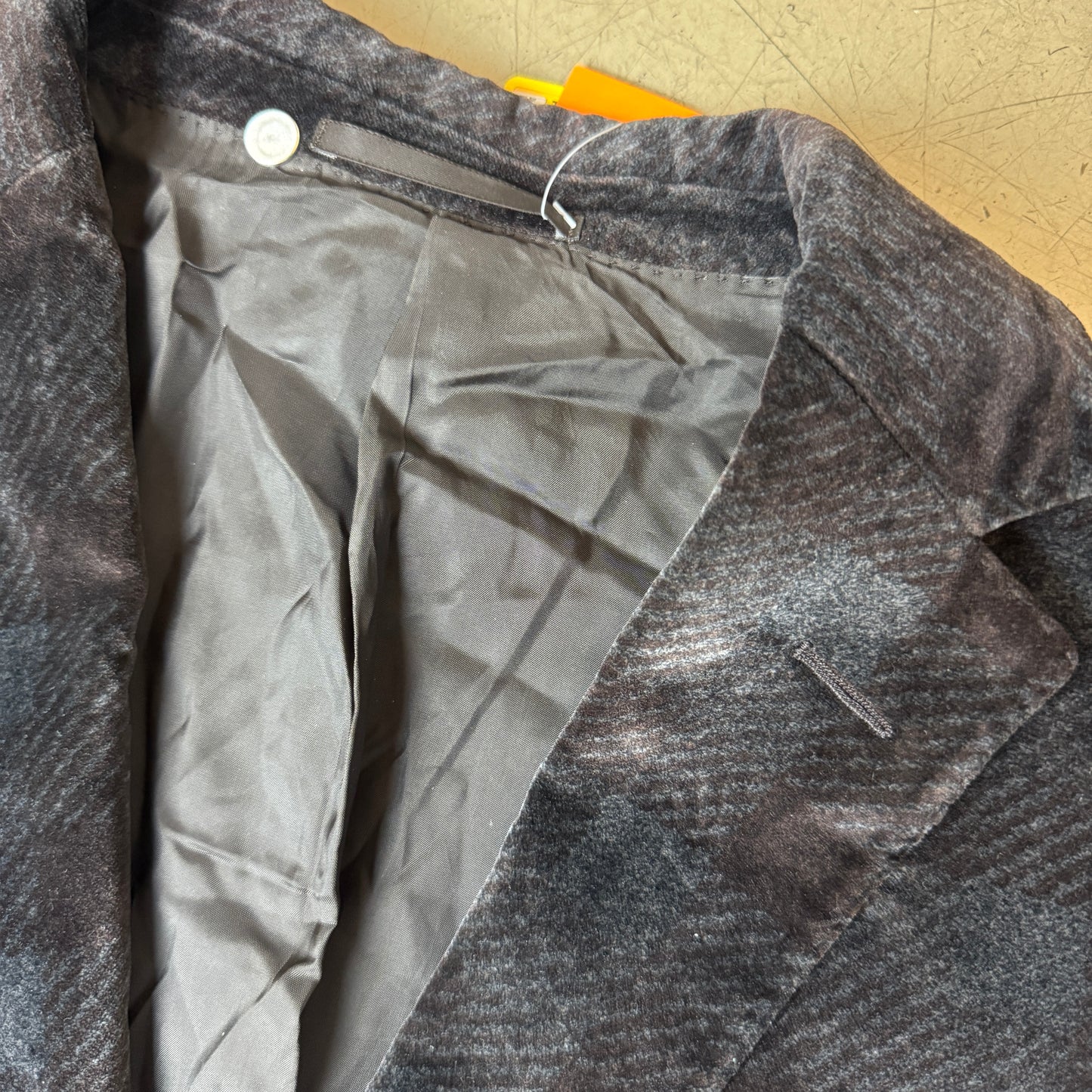 (L) Rare Zegna Velvet Samt Blazer/Sakko grau kariert