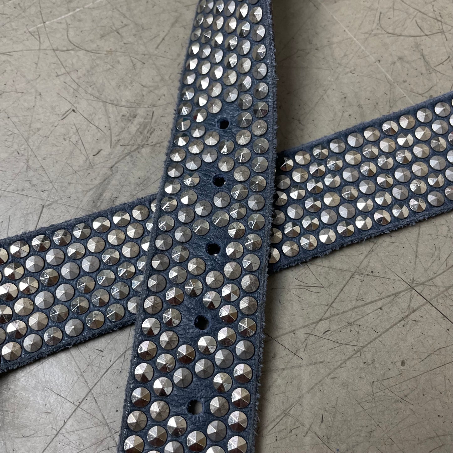 Studded Leather Belt Ledergürtel grau Nieten