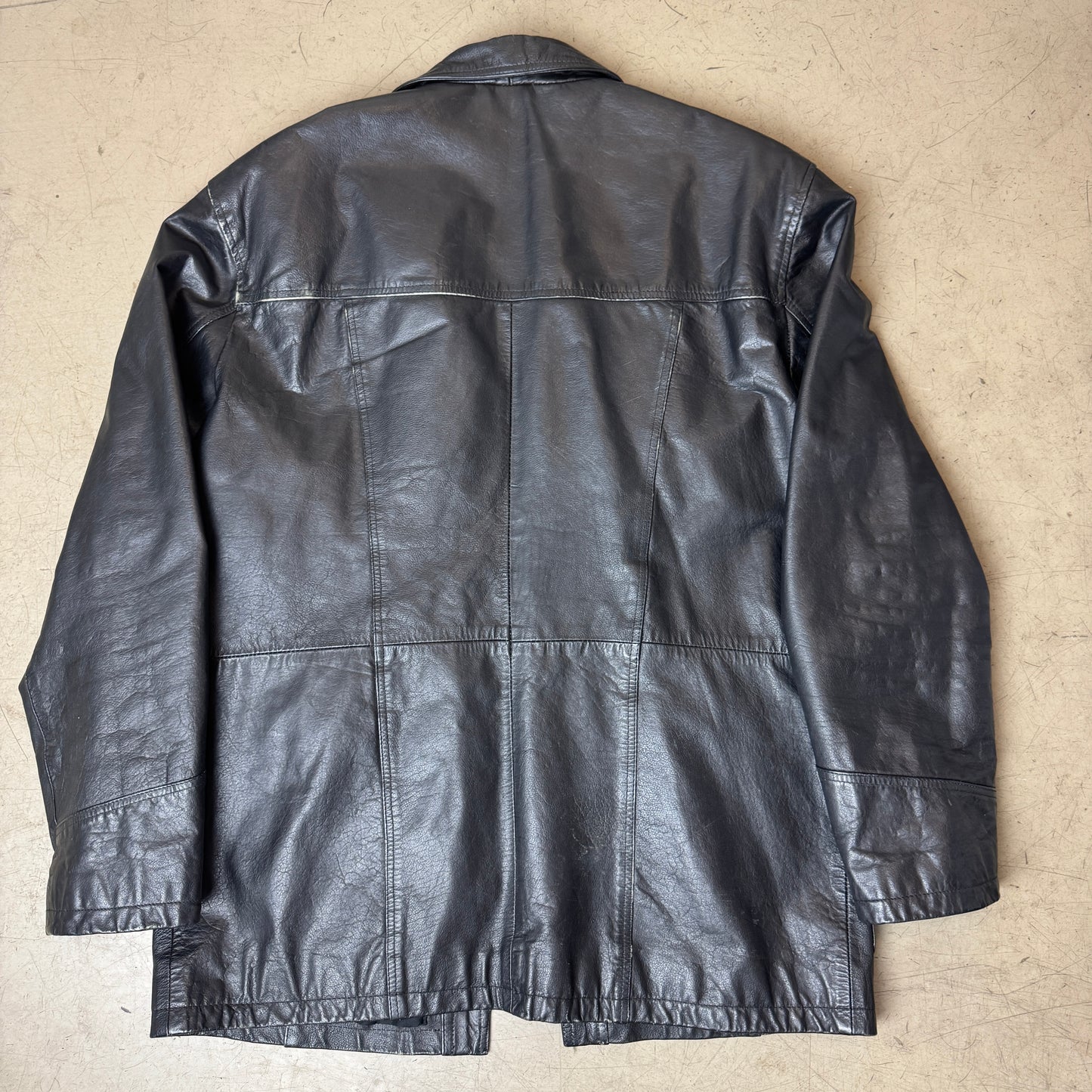 (XXL) Gipsy Ledermantel schwarz halblang
