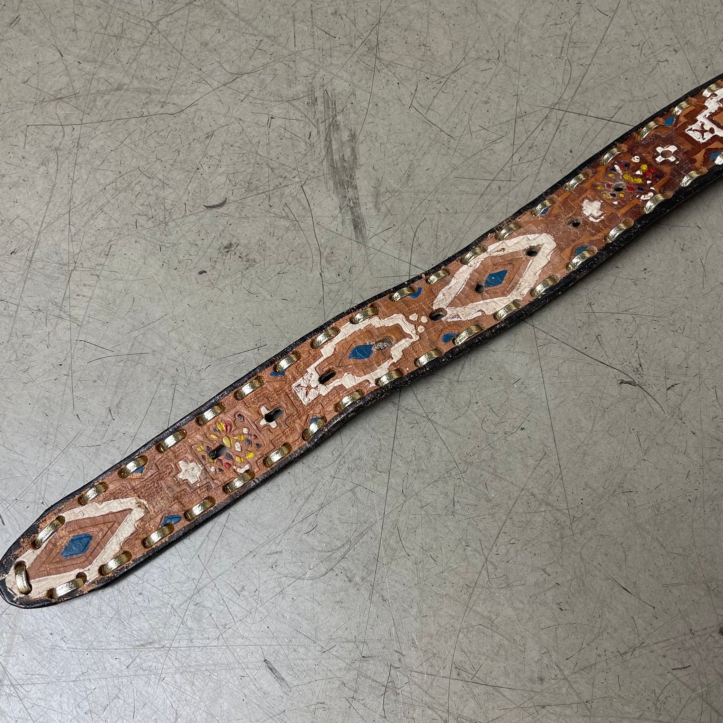 Vintage Native American Bear Claw Ledergürtel braun 130cm