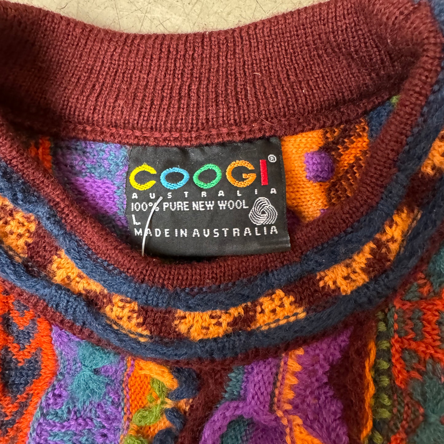 (L) Rare Vintage Coogi Australia Knit Pullover orange rot lila