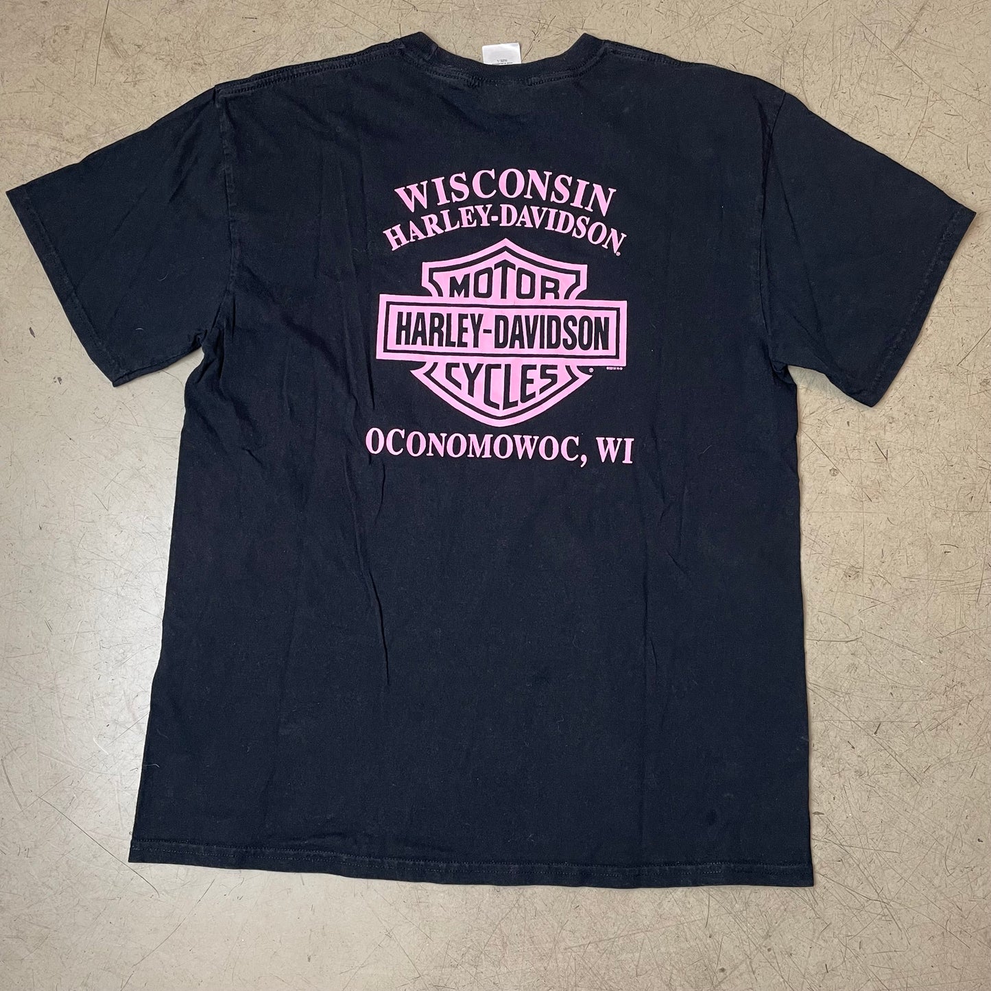 (L) 2016 Harley Davidson Big Logo Wisconsin Tshirt schwarz pink