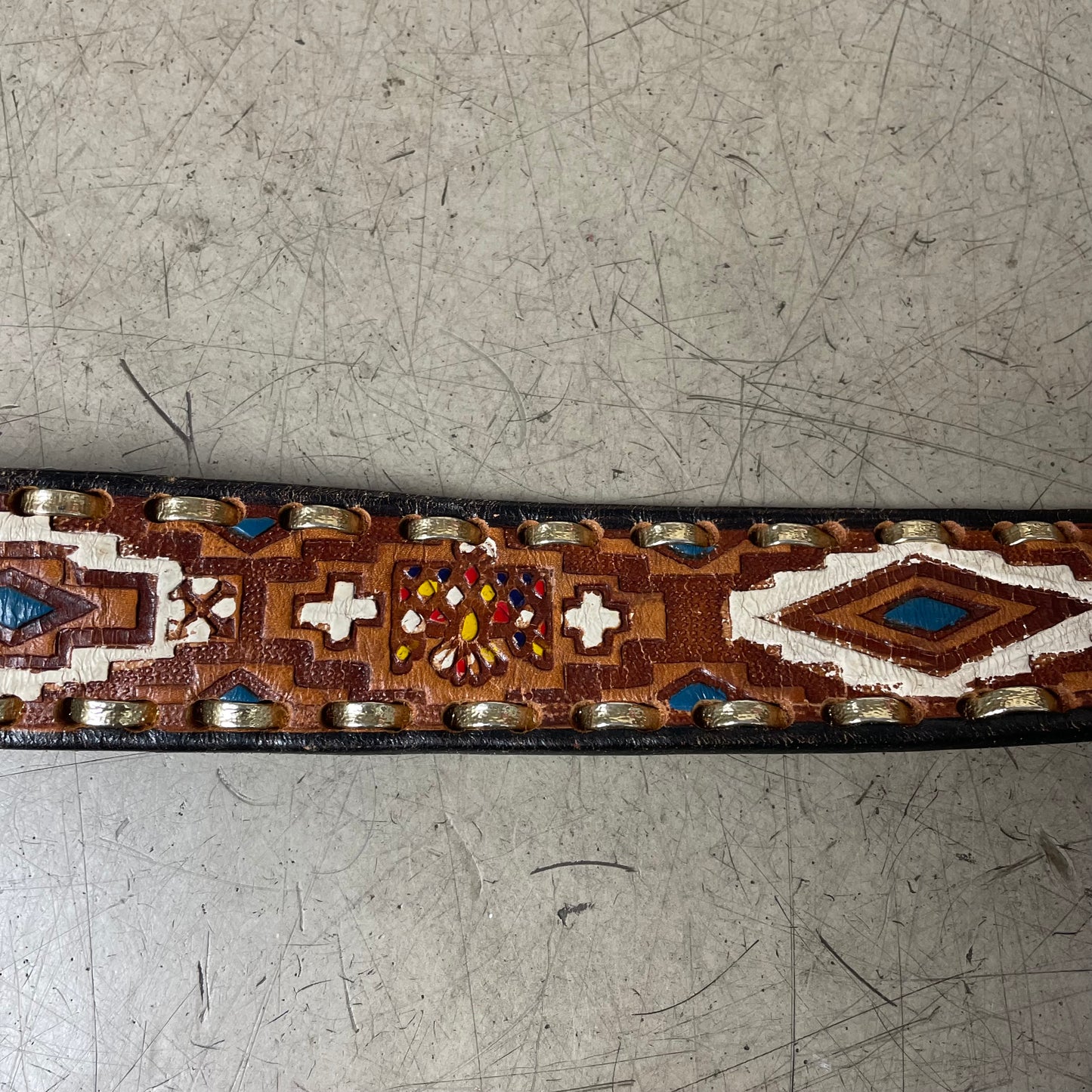 Vintage Native American Bear Claw Ledergürtel braun 130cm