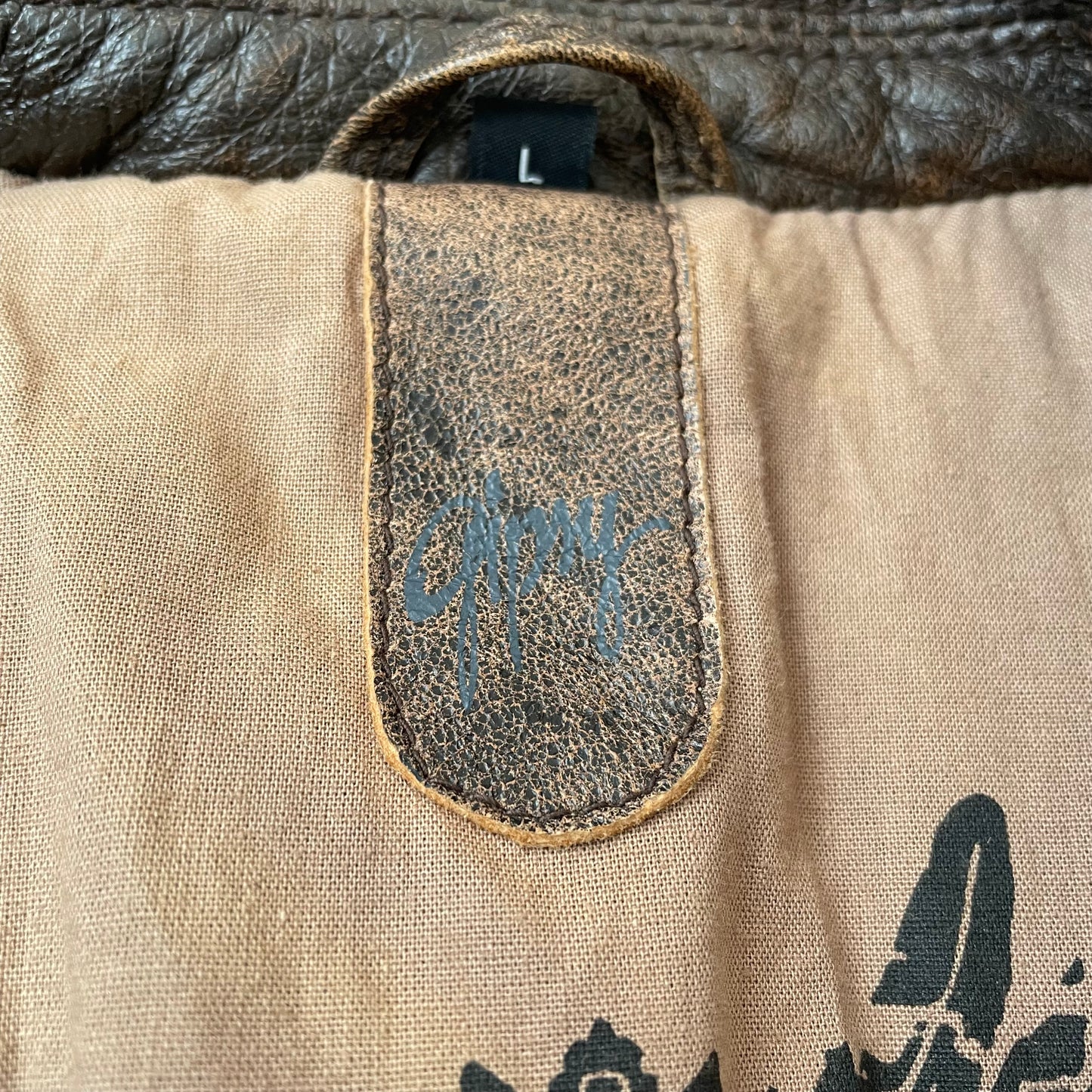 (L) Gipsy Lederjacke Mantel Zweireiher faded braun
