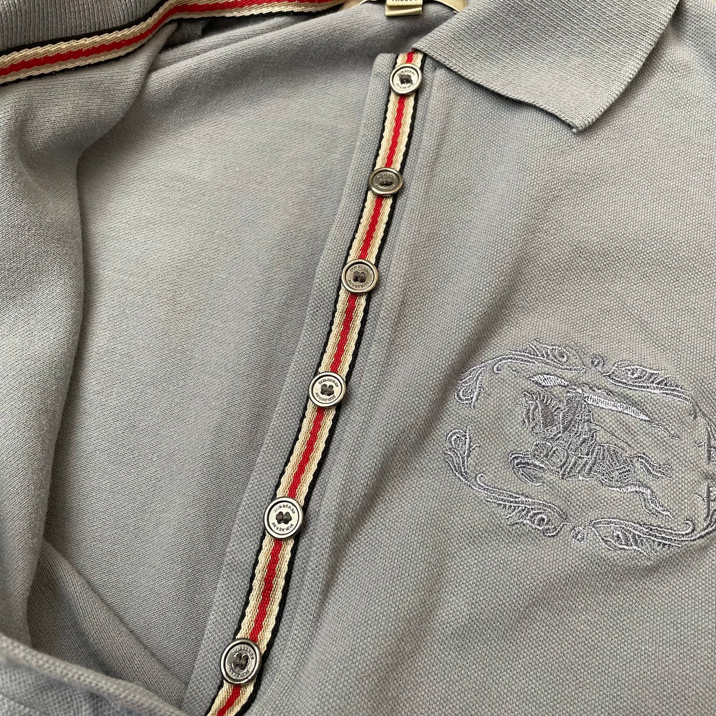 (M) Wmn Burberry Polo T-Shirt hellgrau