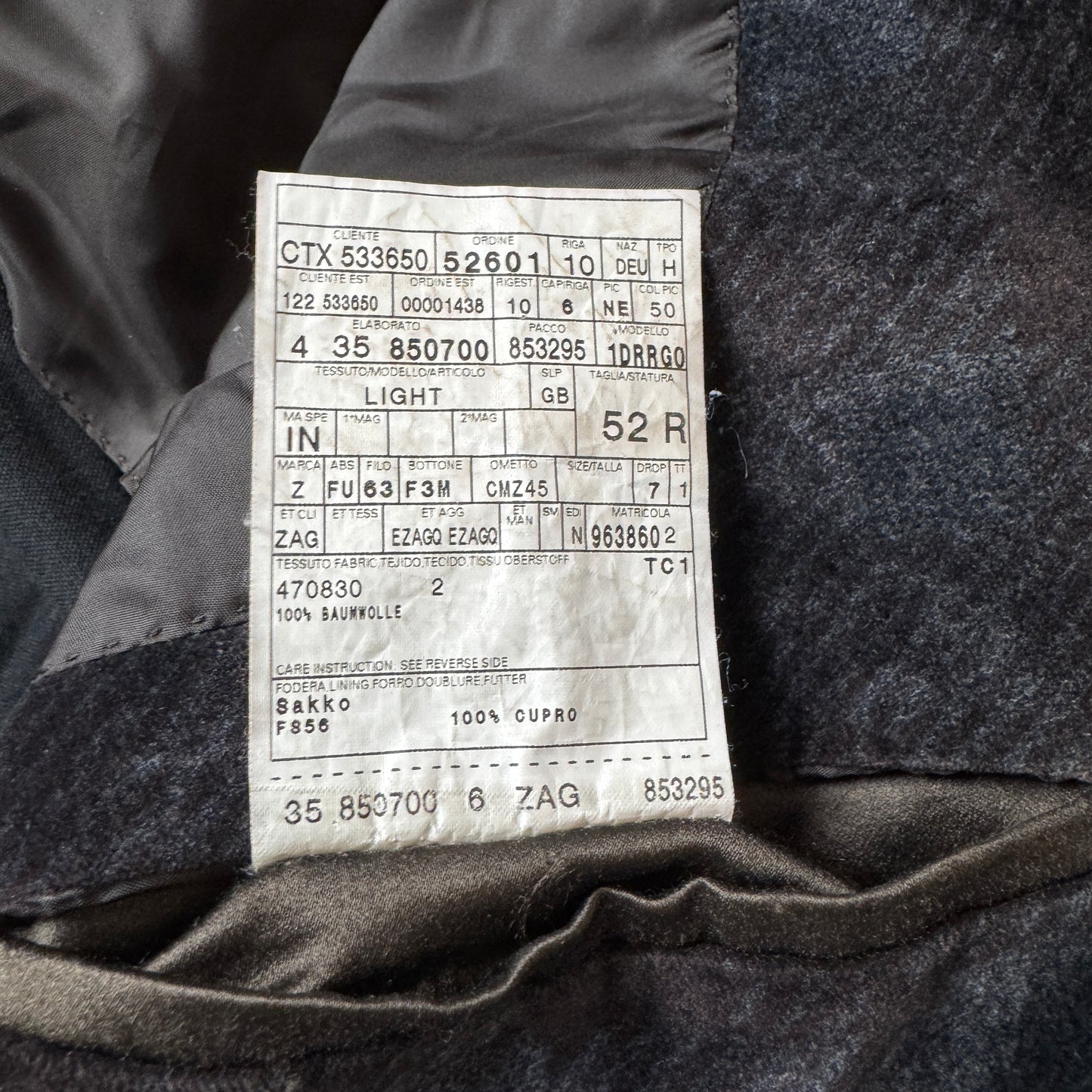 (L) Rare Zegna Velvet Samt Blazer/Sakko grau kariert