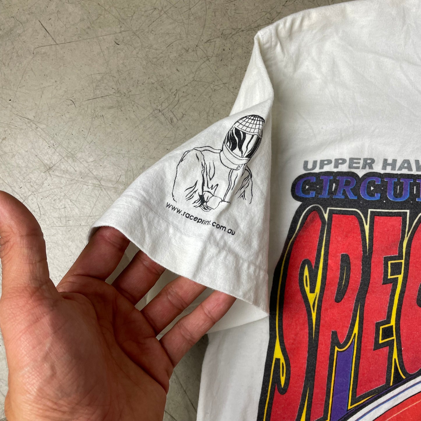 (S) Vintage Speed Boat Liquid Quarter Mile Tshirt weiß