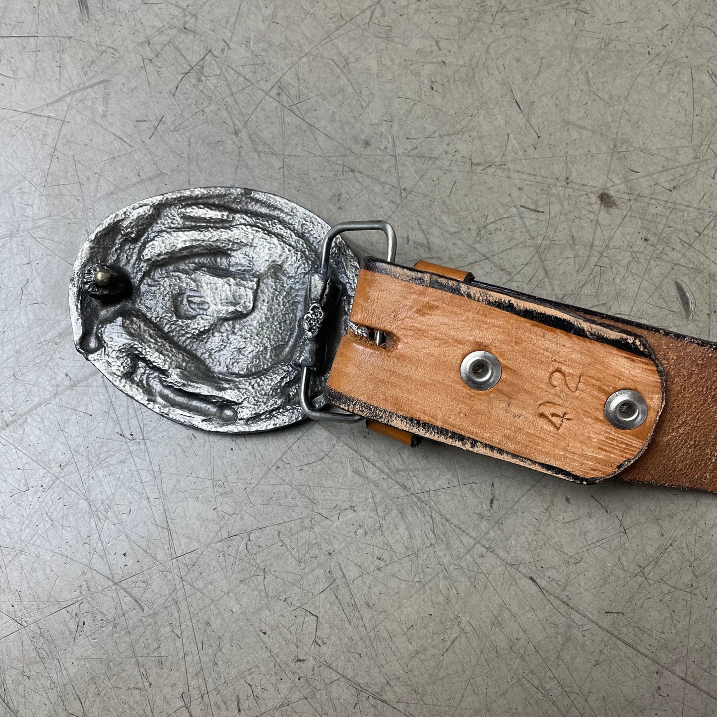 Vintage Native American Bear Claw Ledergürtel braun 130cm