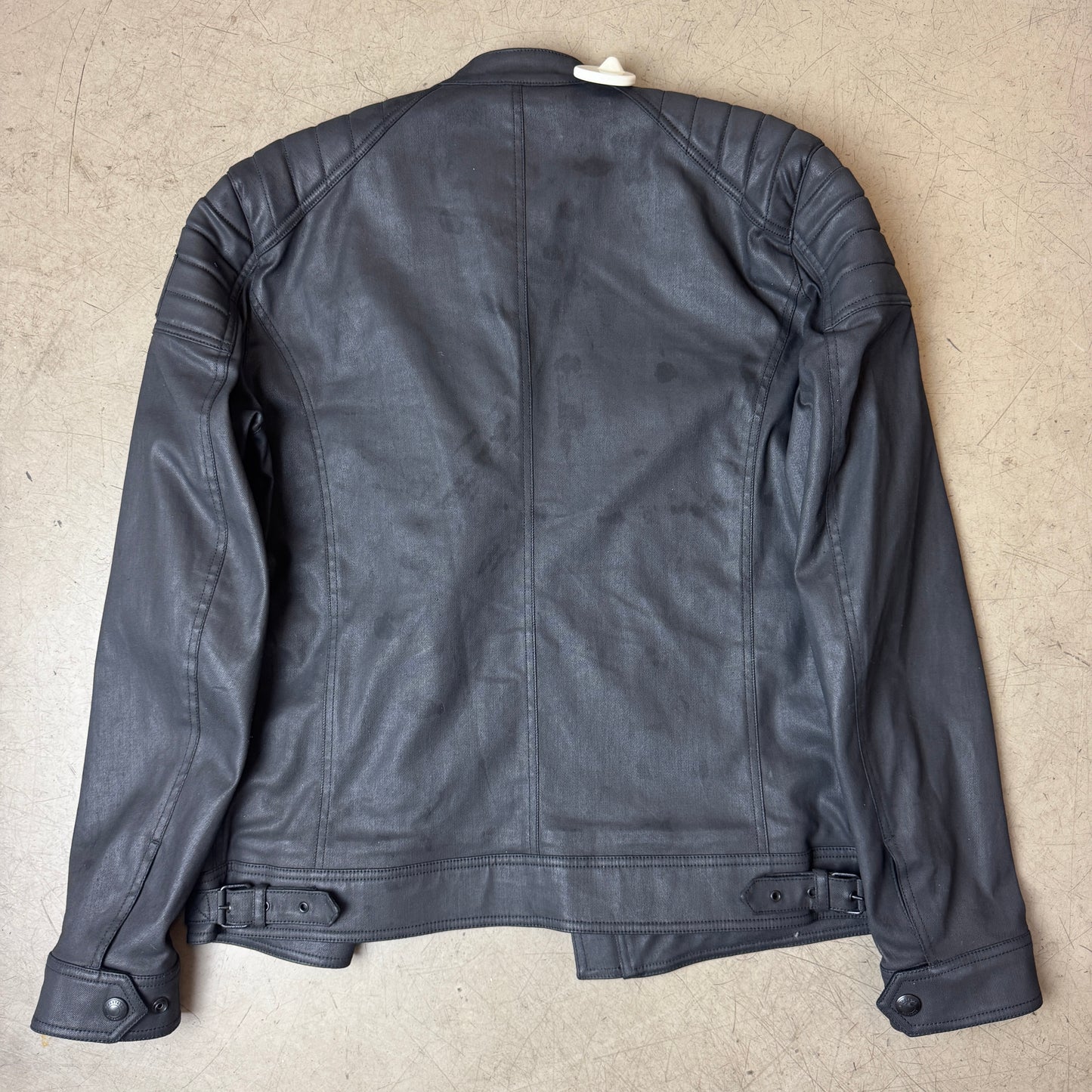 (L) Belstaff Waxed Cotton Biker Jacke schwarz UK 54