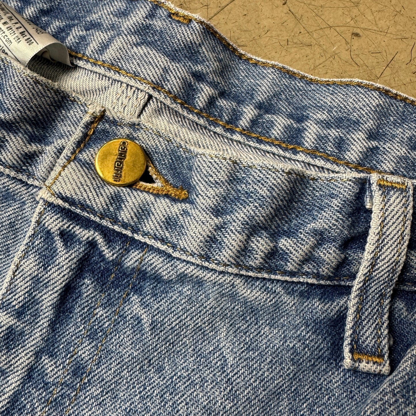 (XL) Carhartt Double Knee Carpenter Workwear Denim Pants Hellblau W36/L32