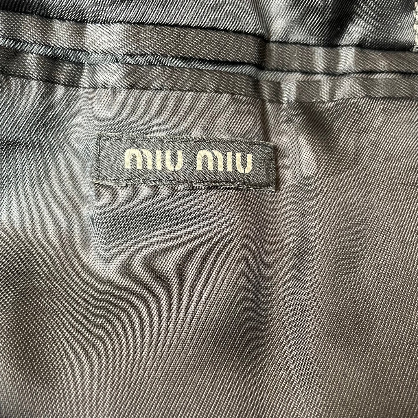 (M-L) Miu Miu Wollmantel grau gestreift Schurwolle Gr.52