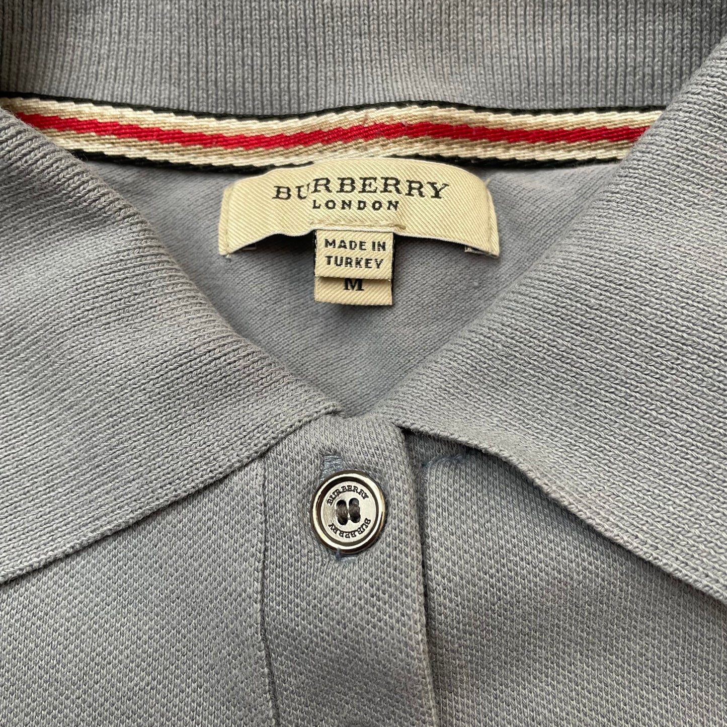 (M) Wmn Burberry Polo T-Shirt hellgrau
