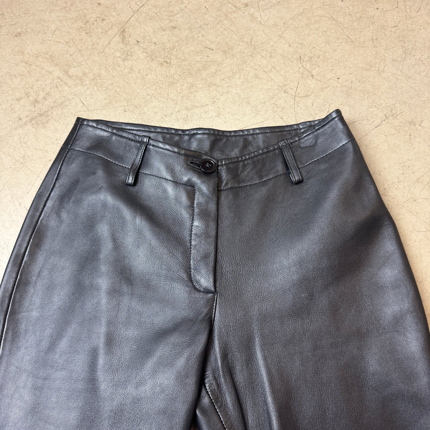 (S) WMN Biker Echtleder Bootcut Pants Schwarz EU 36