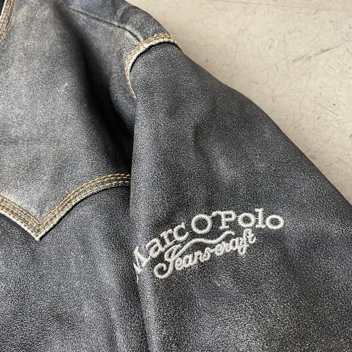 (XL) Vintage Marc O‘Polo Leder Bomberjacke Faded schwarz braun