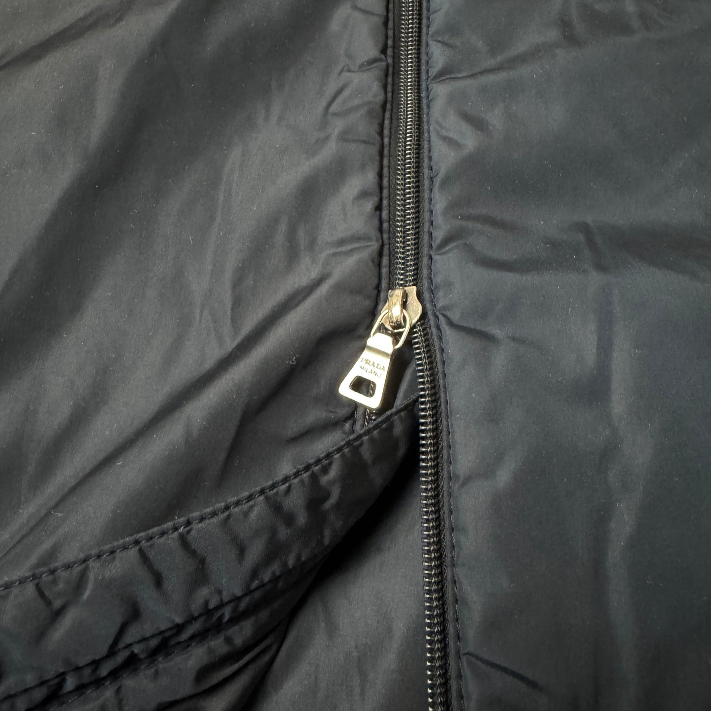 (L) Vintage Prada Linea Rossa Padded Nylon Mantel Navyblau 52