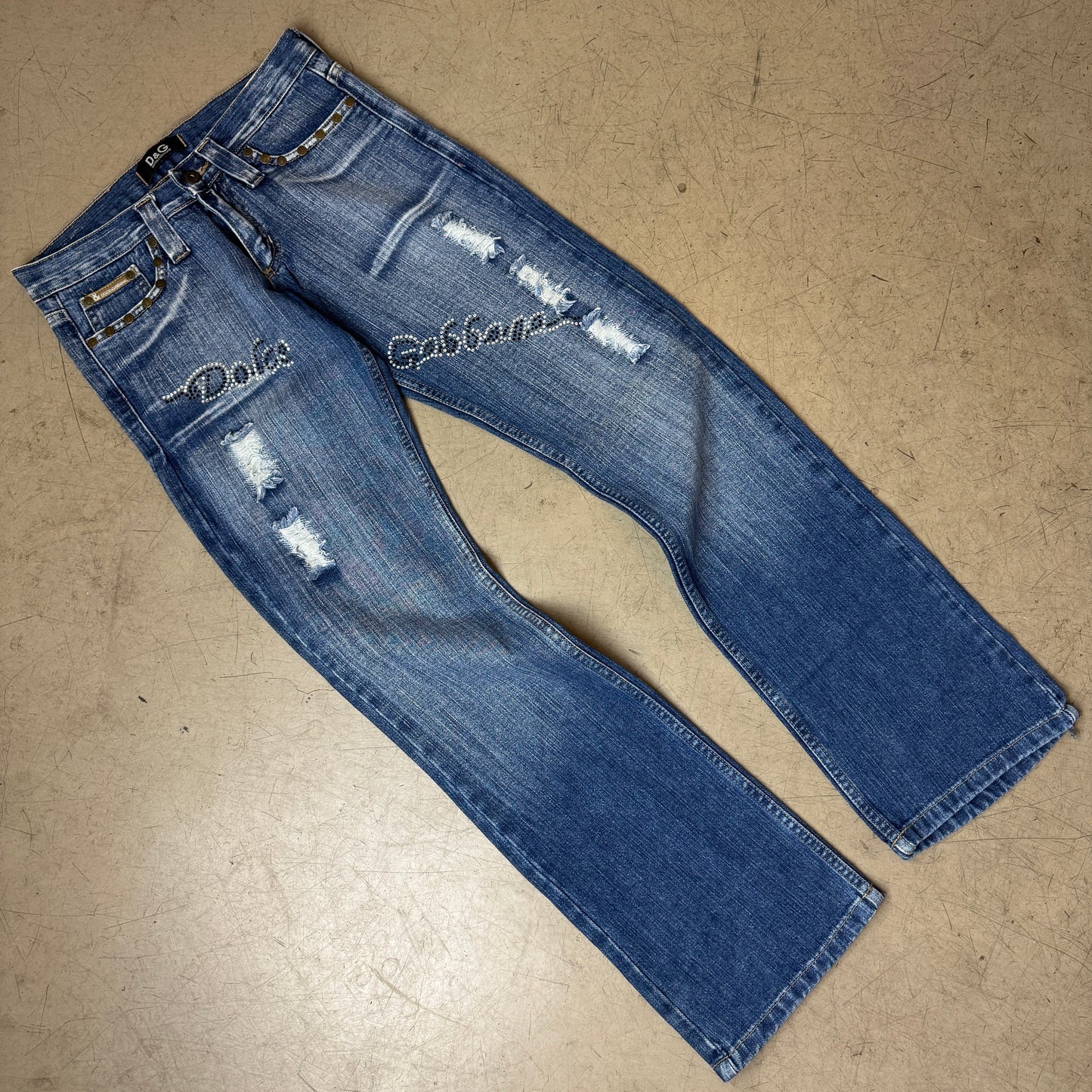 (S) 2000s Wmn Dolce & Gabbana Bootcut Jeanshose Faded Blau W29/L32
