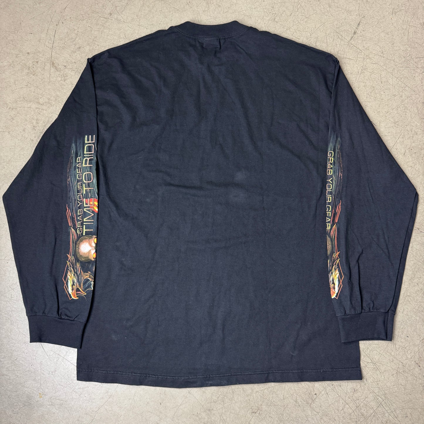 (XL) 2009 Biker Flames Skull Longsleeve schwarz