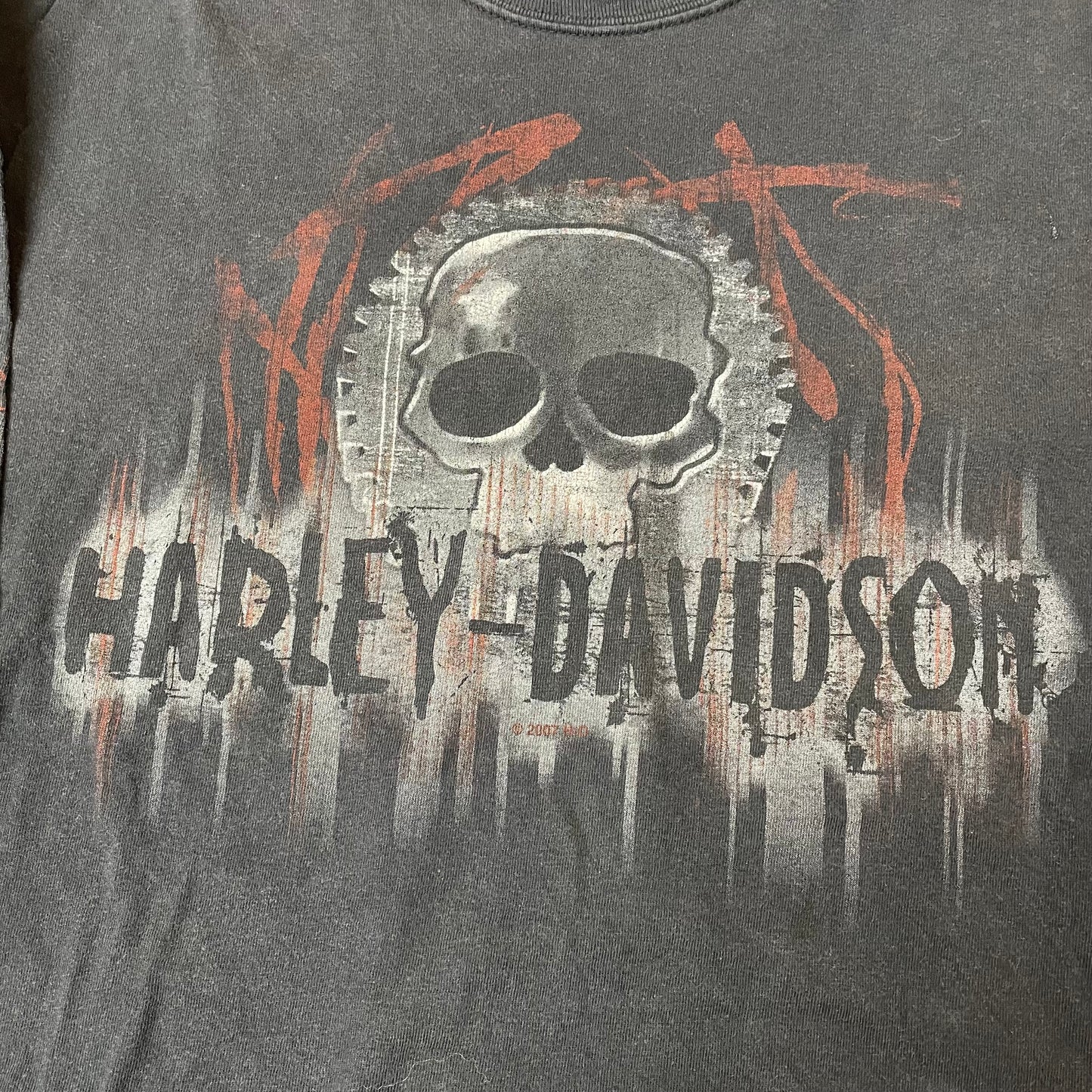 (L) 2007 Harley Davidson Skull Longsleeve black cropped California