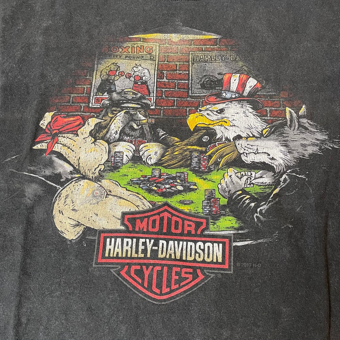 (M) 2017 Harley Davidson Cherokee Tshirt faded schwarz
