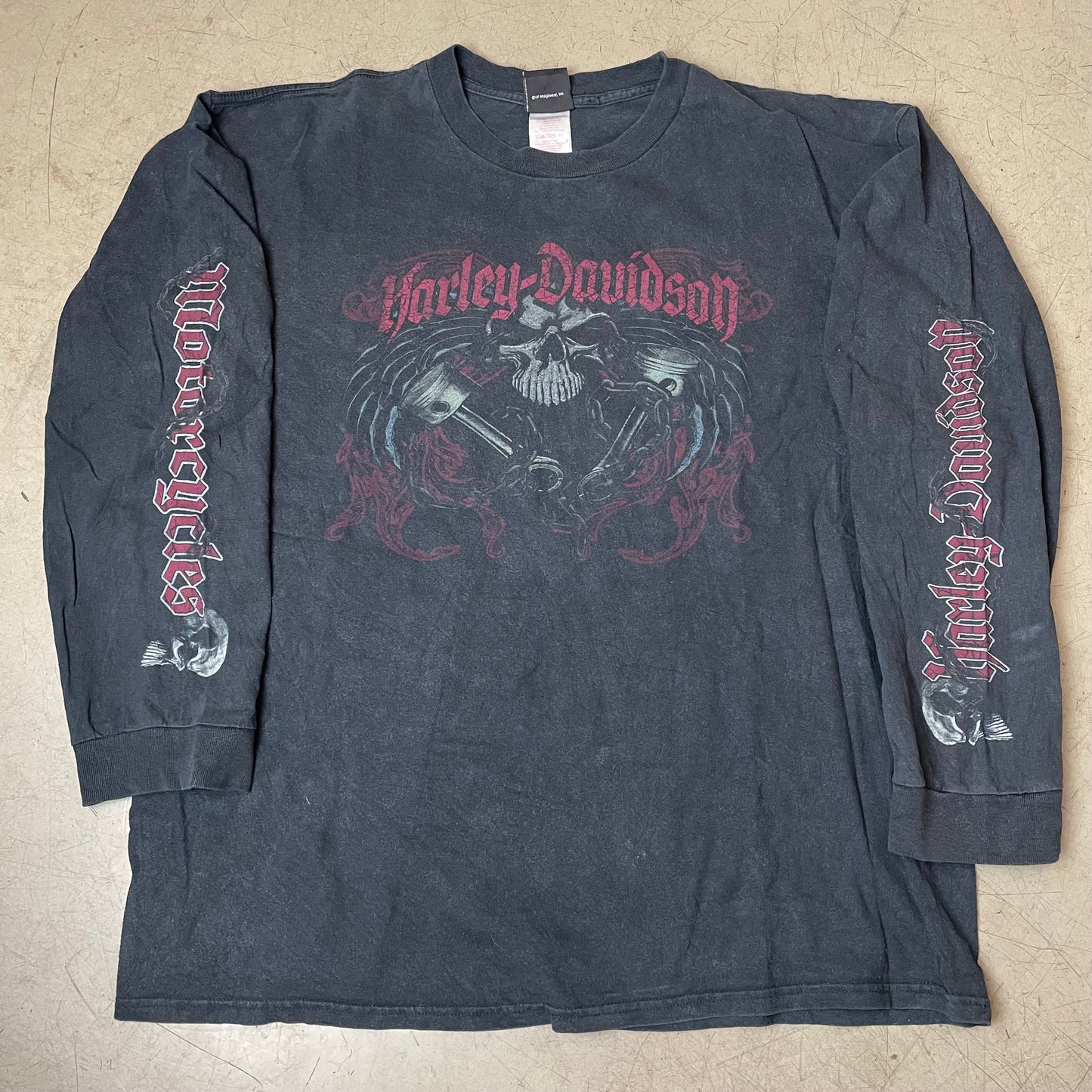 (XXL) 2006 Harely Davidson Longsleeve Langarm Shirt Charlotte Skull Schwarz