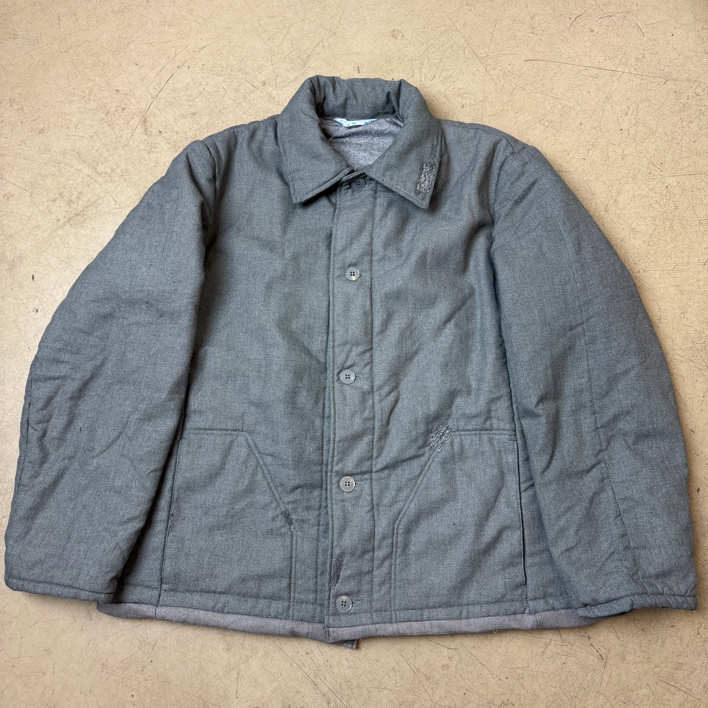 (L) 1980s Padded French Work Jacket Grau