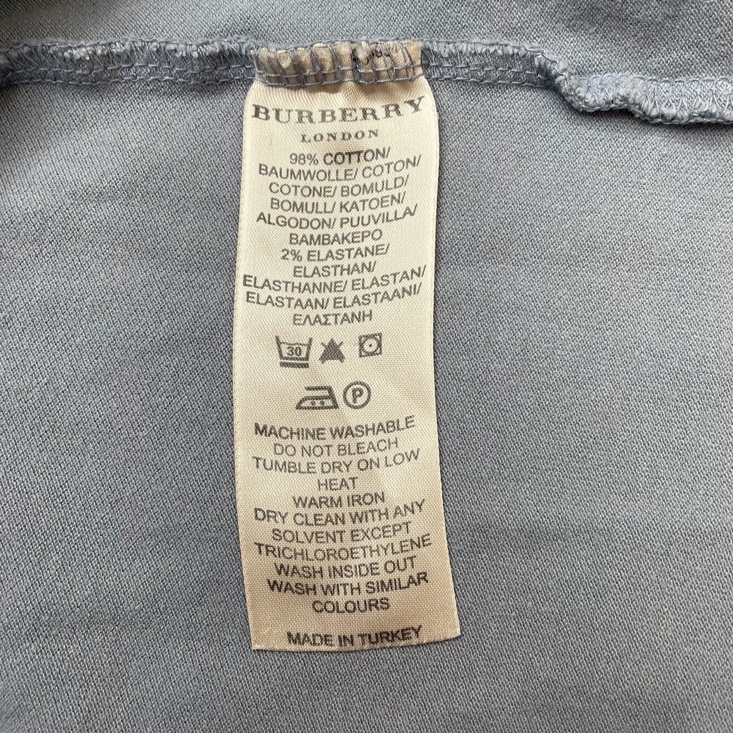 (M) Wmn Burberry Polo T-Shirt hellgrau