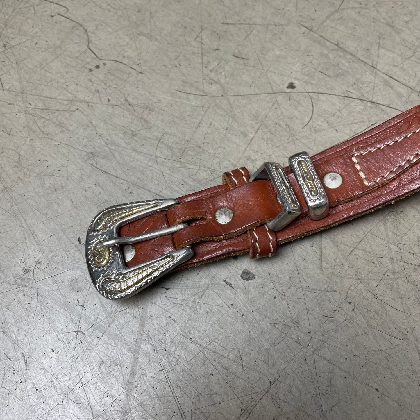 Vintage Western Ledergürtel braun 100cm