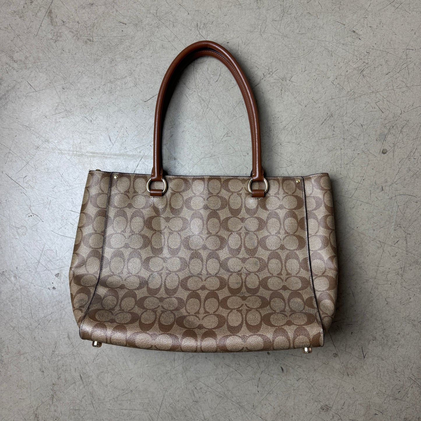 Coach Leder Handtasche Monogramm beige braun