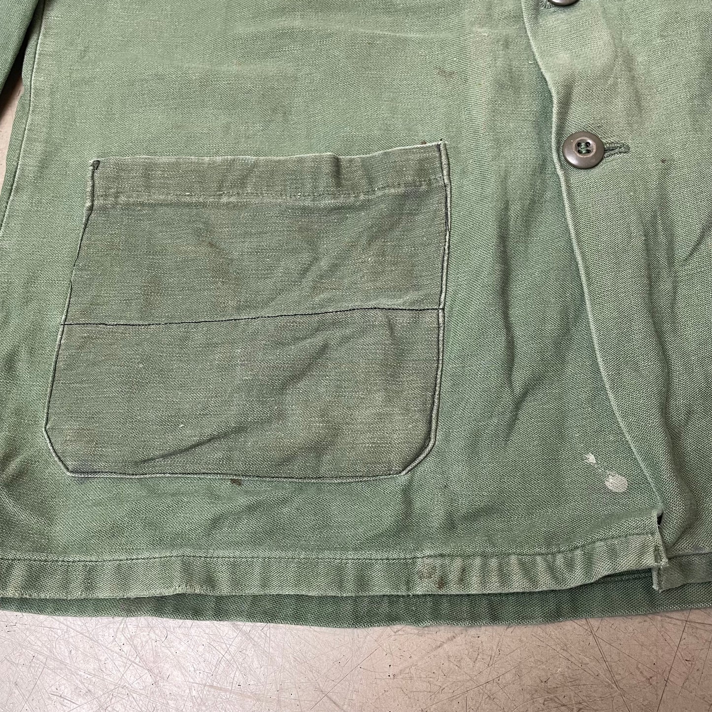 (M-L) 1970s OG107 Cotton Sateen US Army Hemd grün