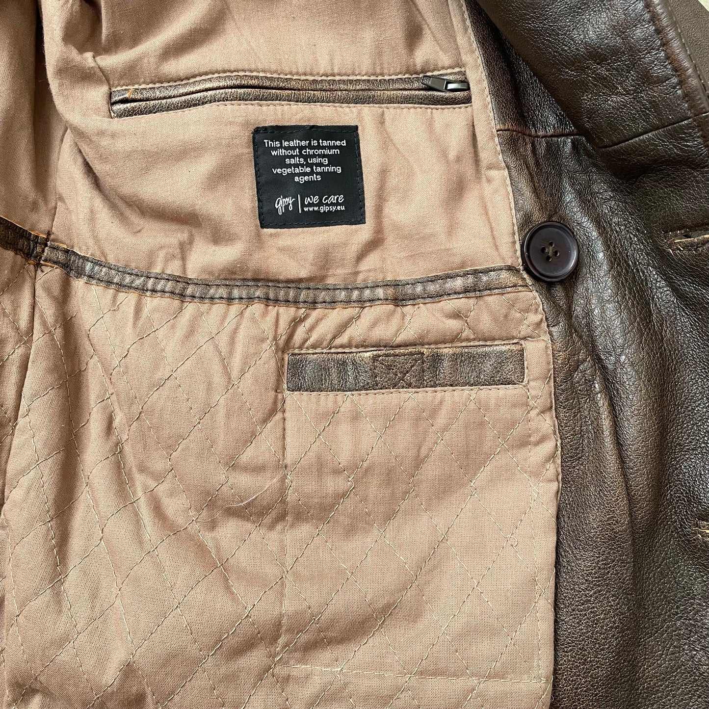 (L) Gipsy Lederjacke Mantel Zweireiher faded braun
