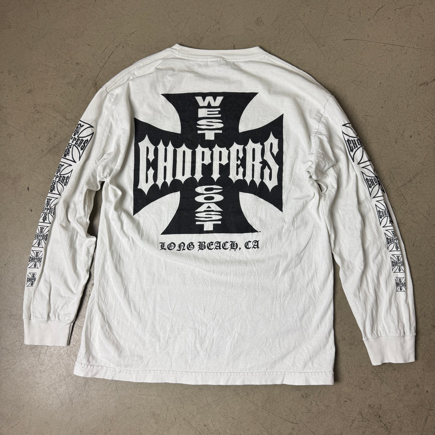 (L) Choppers Big Logo Longsleeve Shirt langarm weiß schwarz