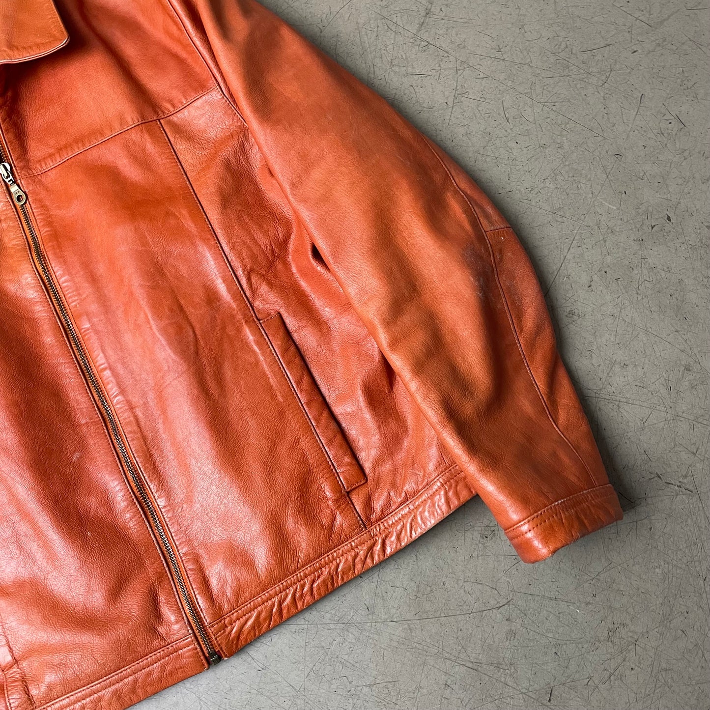 (L) Gipsy Lederjacke Kragen Hüftlang orange