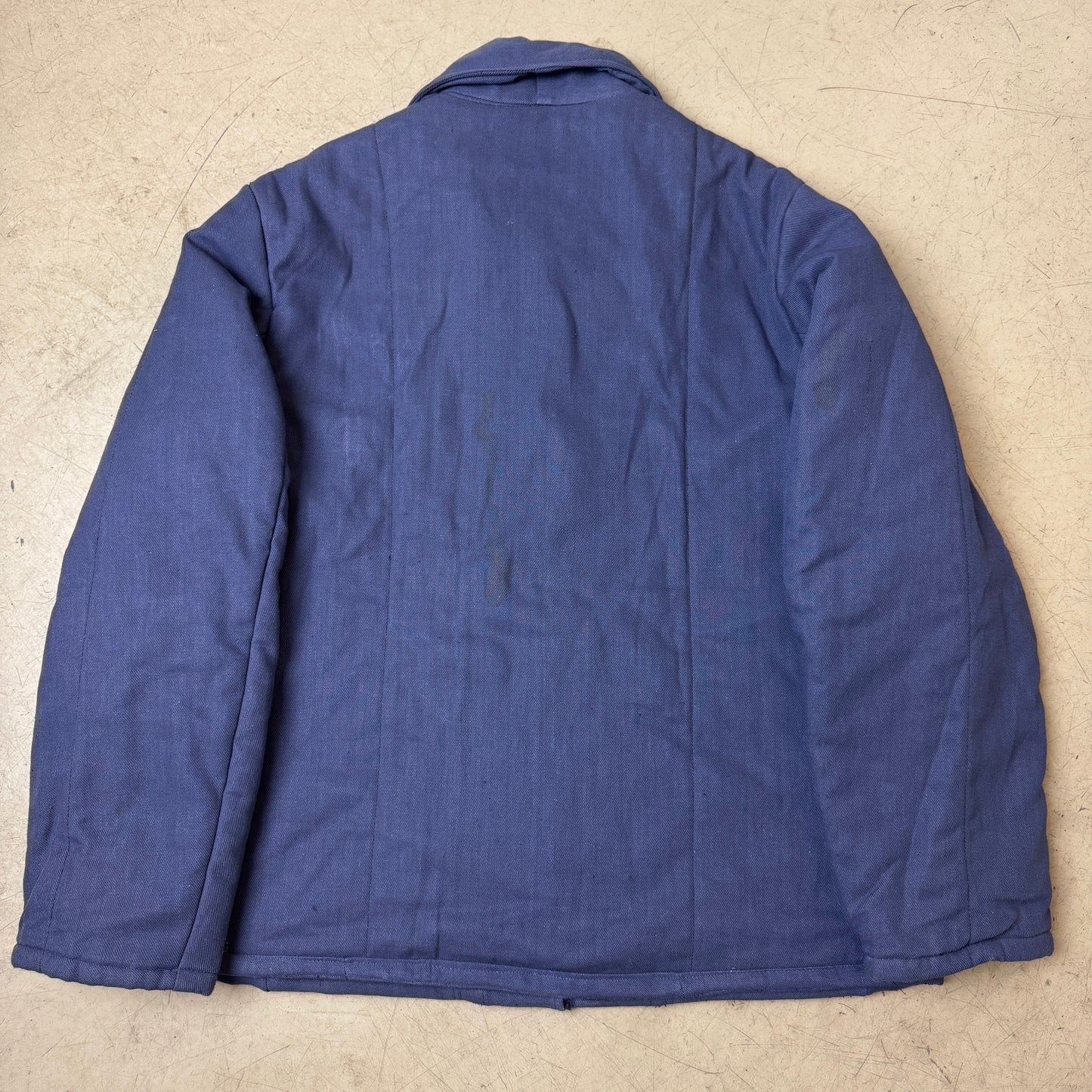 (M-L) 1980s Padded French Work Jacket Faded Blau
