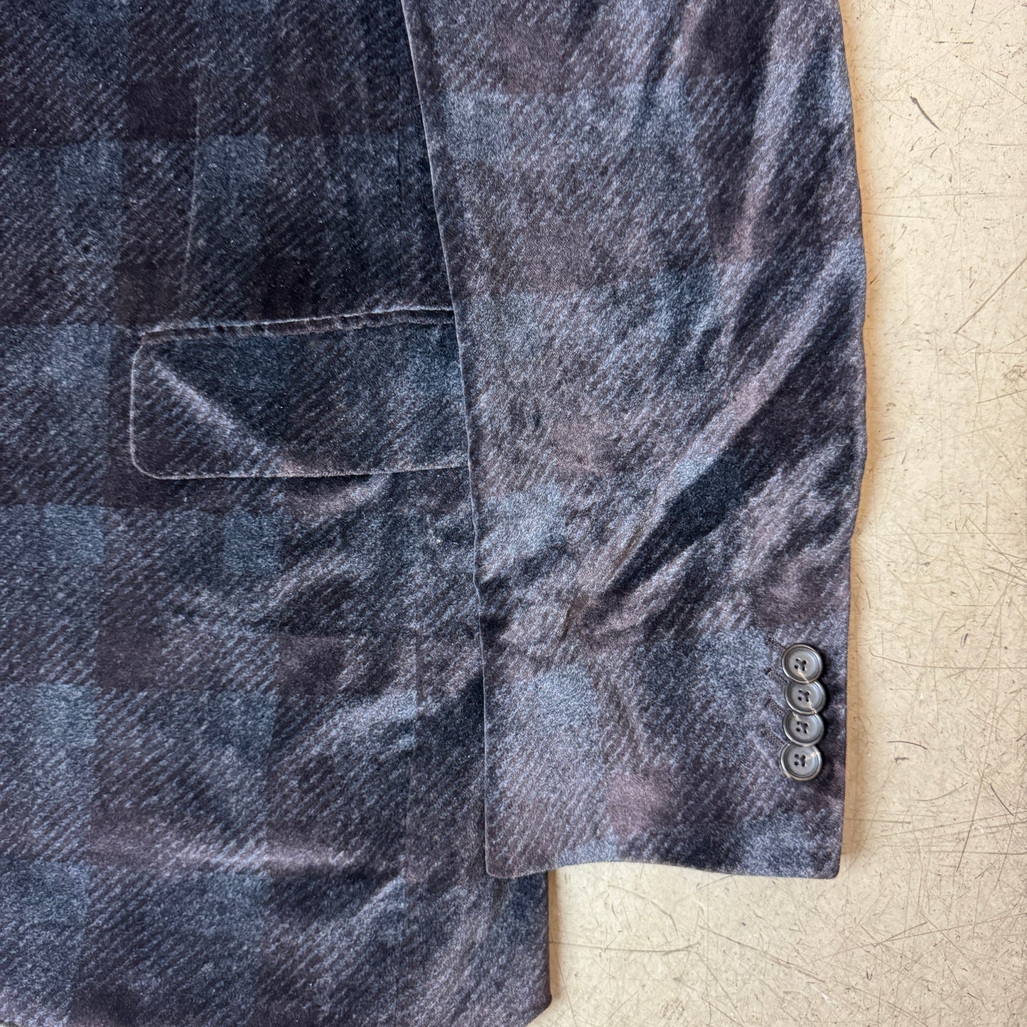 (L) Rare Zegna Velvet Samt Blazer/Sakko grau kariert