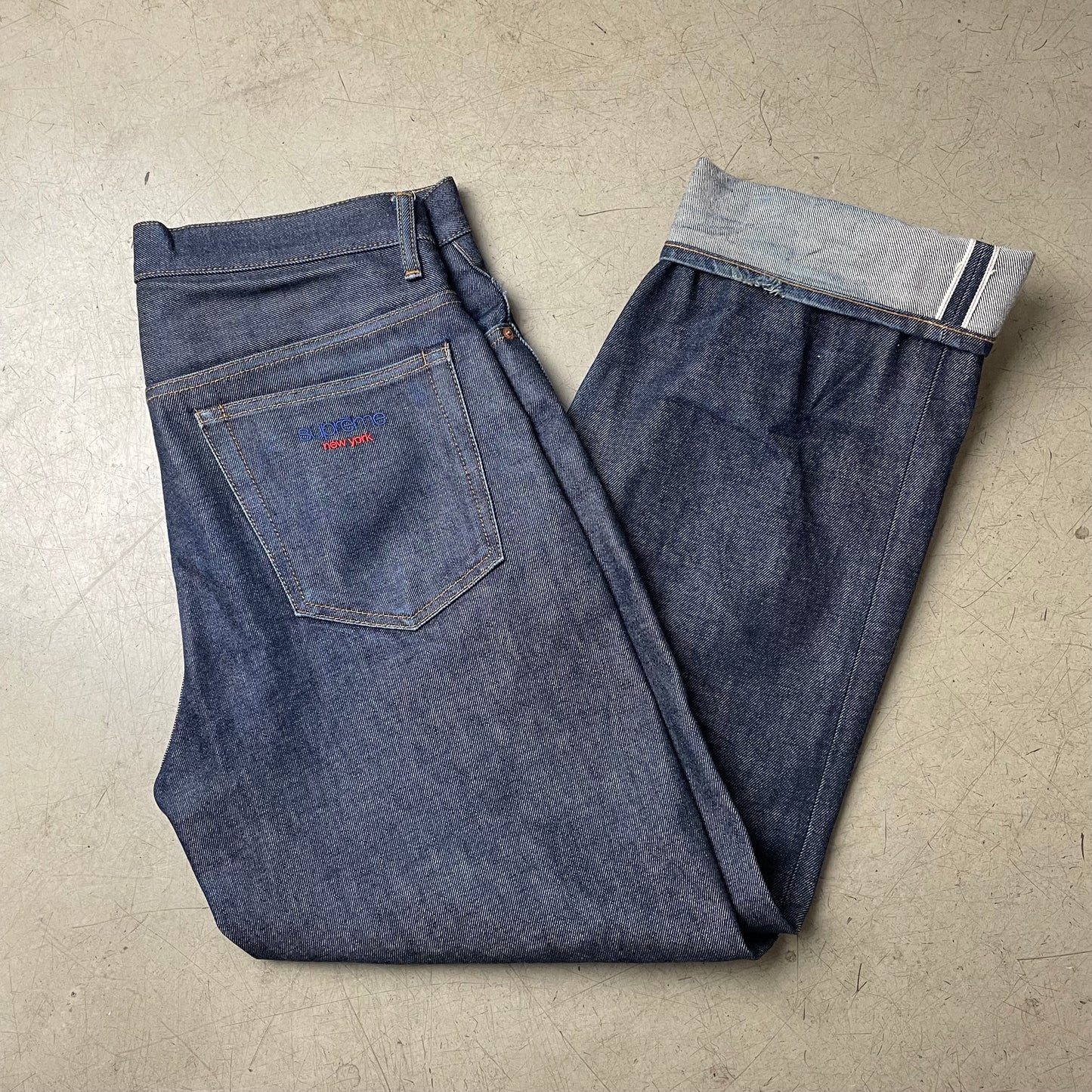(L) Supreme Selvedge Selvage Denim Jeanshose dunkelblau W30