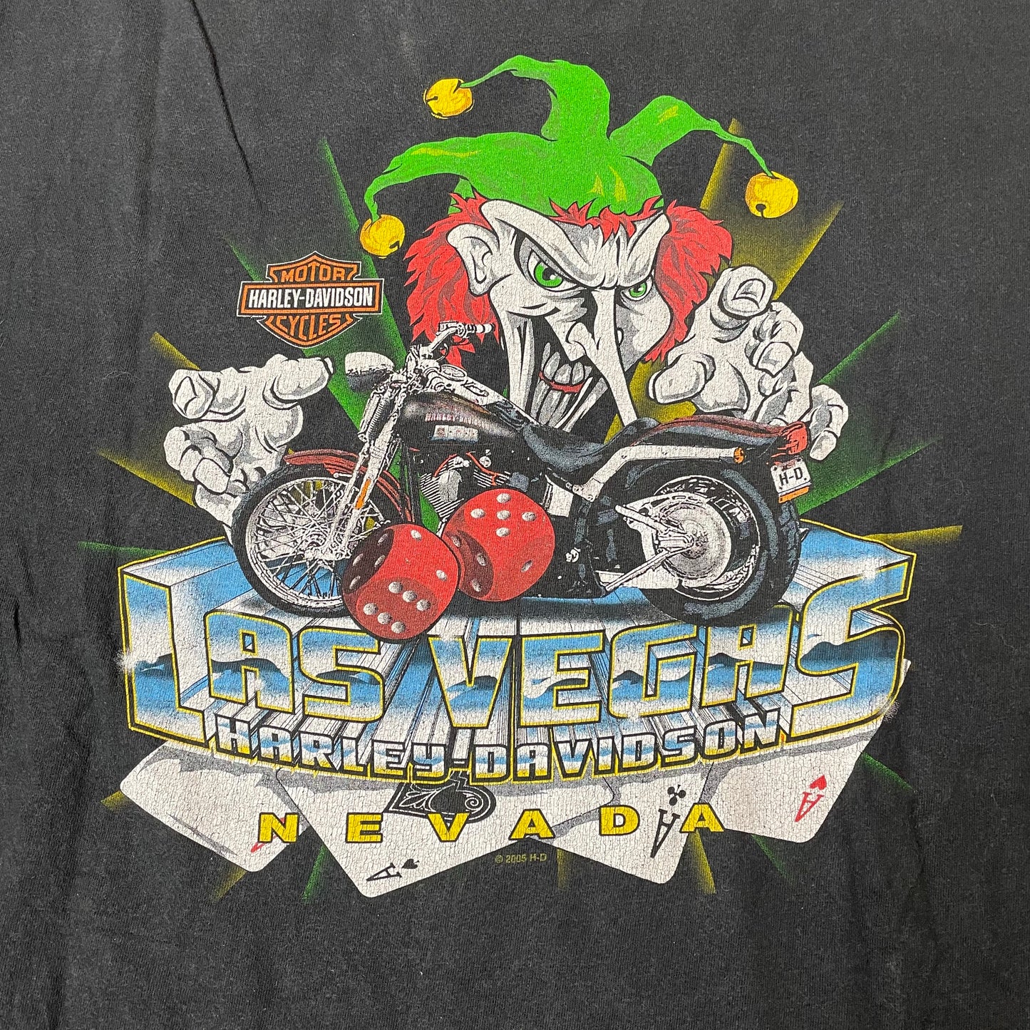 (XXL) 2005 Harley Davidson Nevada Las Vegas Tshirt faded schwarz Joker